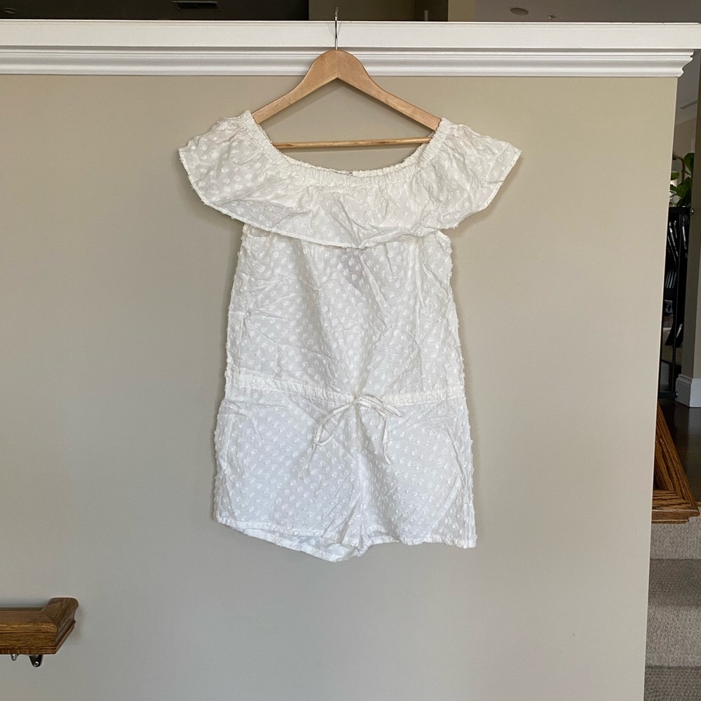 White Off-Shoulder Beach Romper